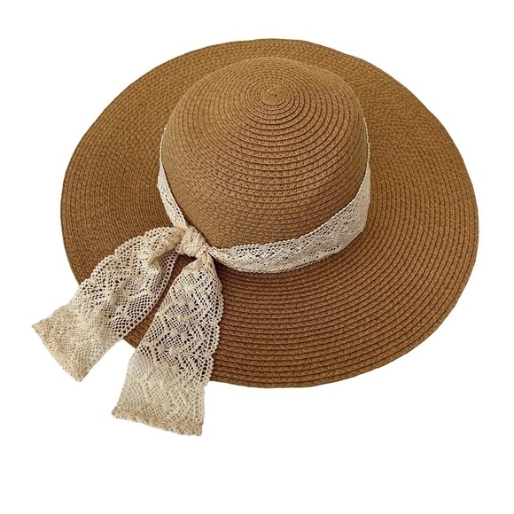 Coastal Grandma or Cottagecore Sun Hat with Bow - Picture 2 of 7